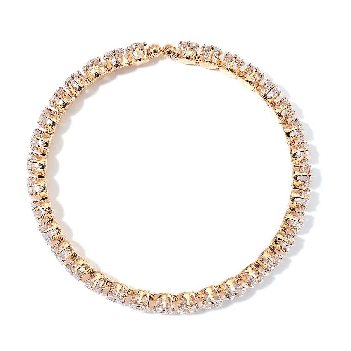 Simulated Diamond 130.00 ctw Necklace (16.50 Inches) and Stretch Bracelet in Goldtone image number 7