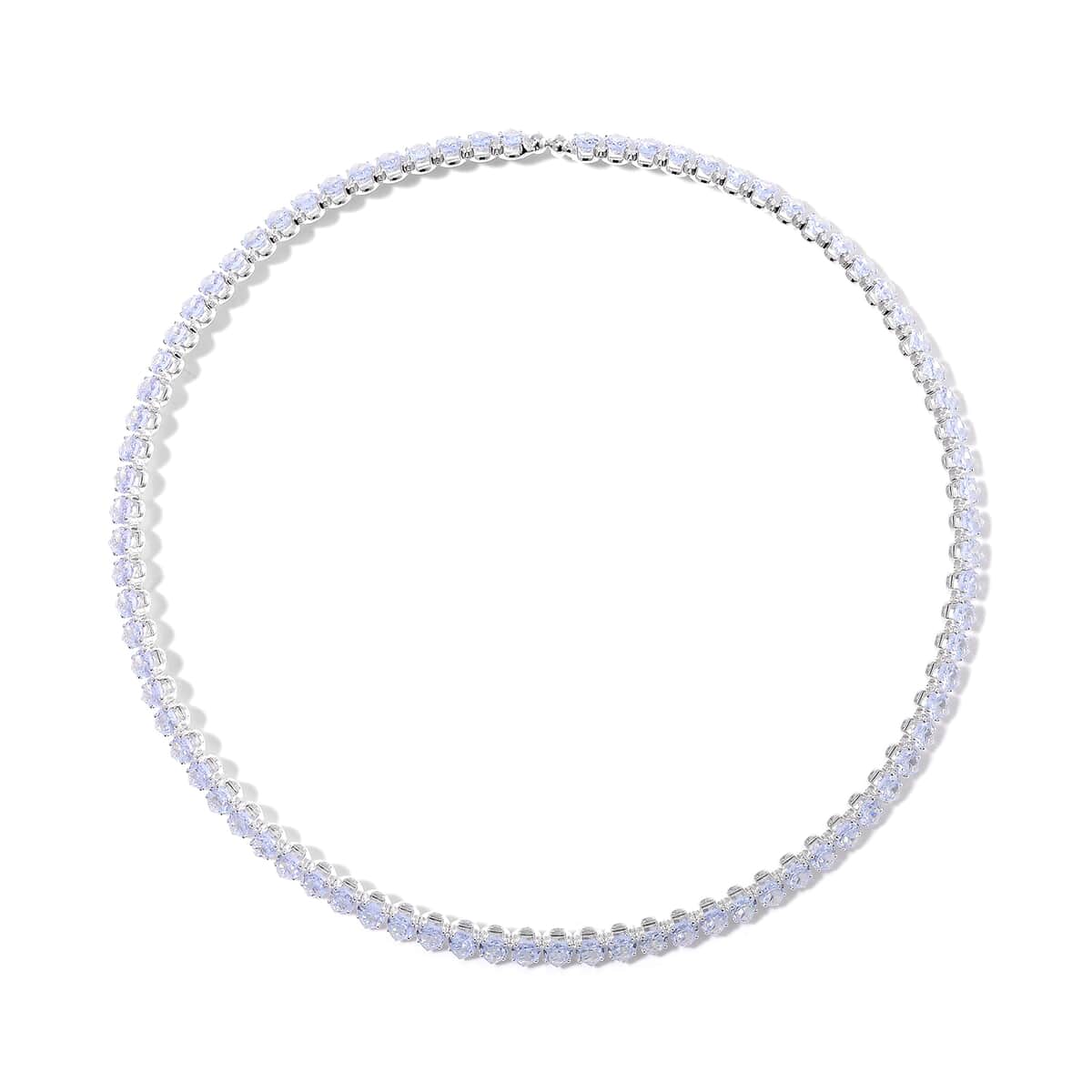 Simulated Diamond 130.00 ctw Choker Necklace (17 Inches) and Stretch Bracelet in Silvertone image number 2