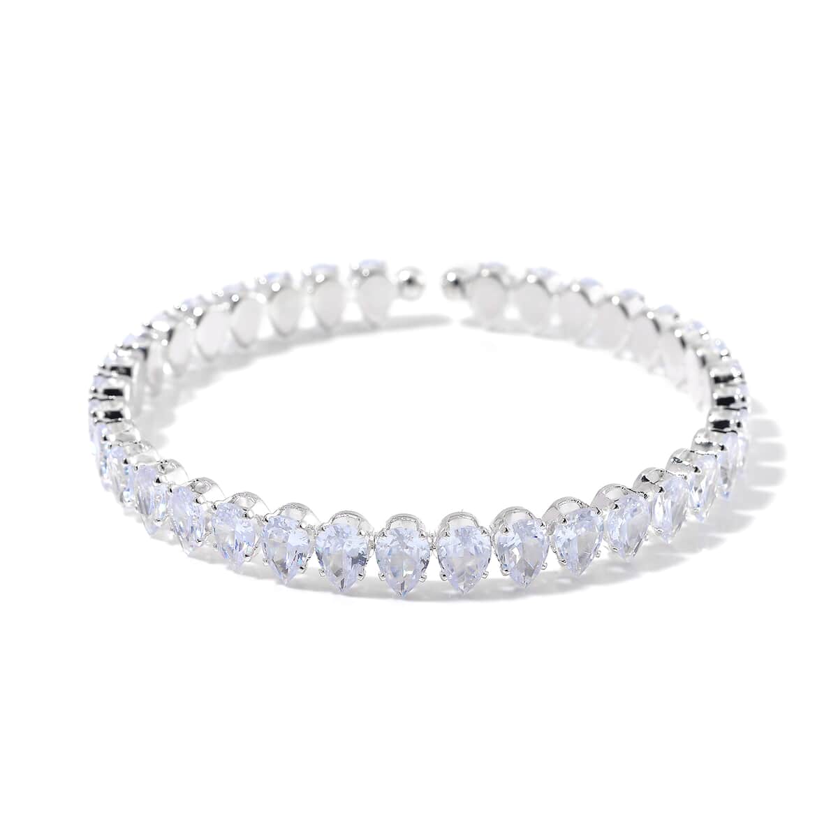 Simulated Diamond 130.00 ctw Choker Necklace (17 Inches) and Stretch Bracelet in Silvertone image number 6