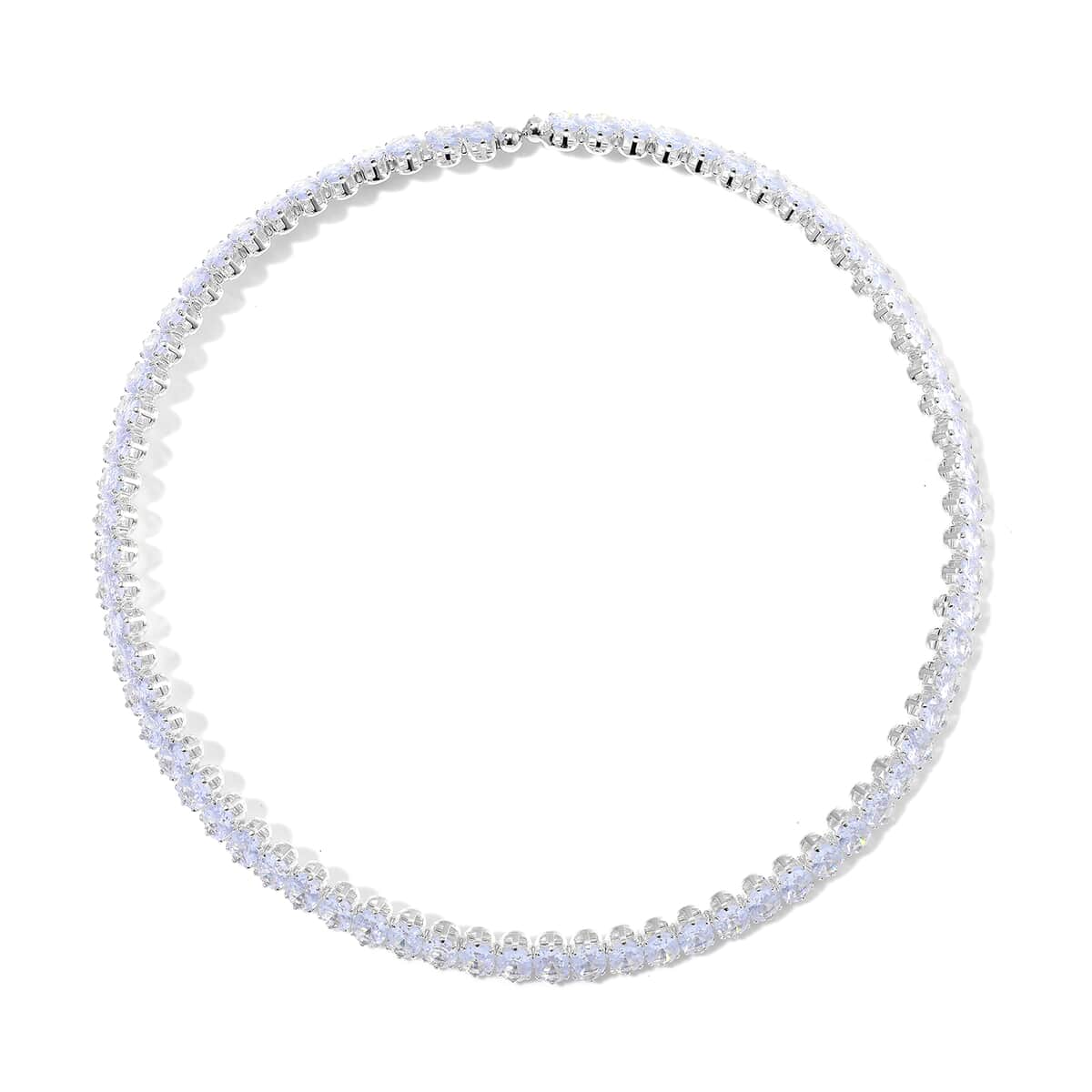 Simulated Diamond 130.00 ctw Choker Necklace (17 Inches) and Stretch Bracelet in Silvertone image number 2