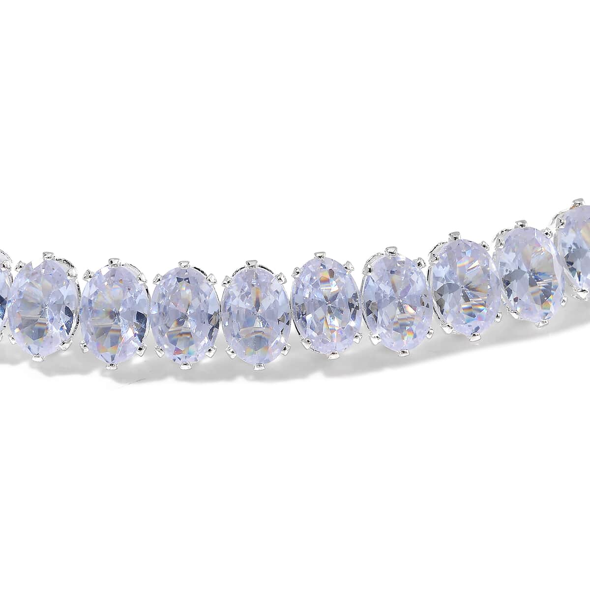 Simulated Diamond 130.00 ctw Choker Necklace (17 Inches) and Stretch Bracelet in Silvertone image number 3