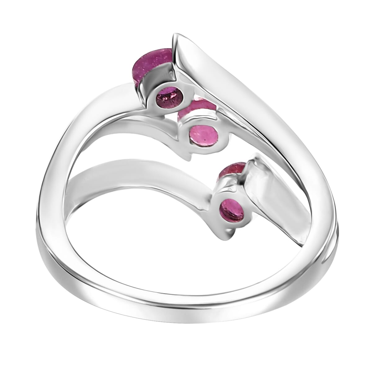Niassa Ruby (FF) 2.40 ctw 3 Stone Ring (Size 9.00) and Pendant in Vermeil YRG & Rhodium Over Sterling Silver with Stainless Steel Chain 20 Inches image number 5