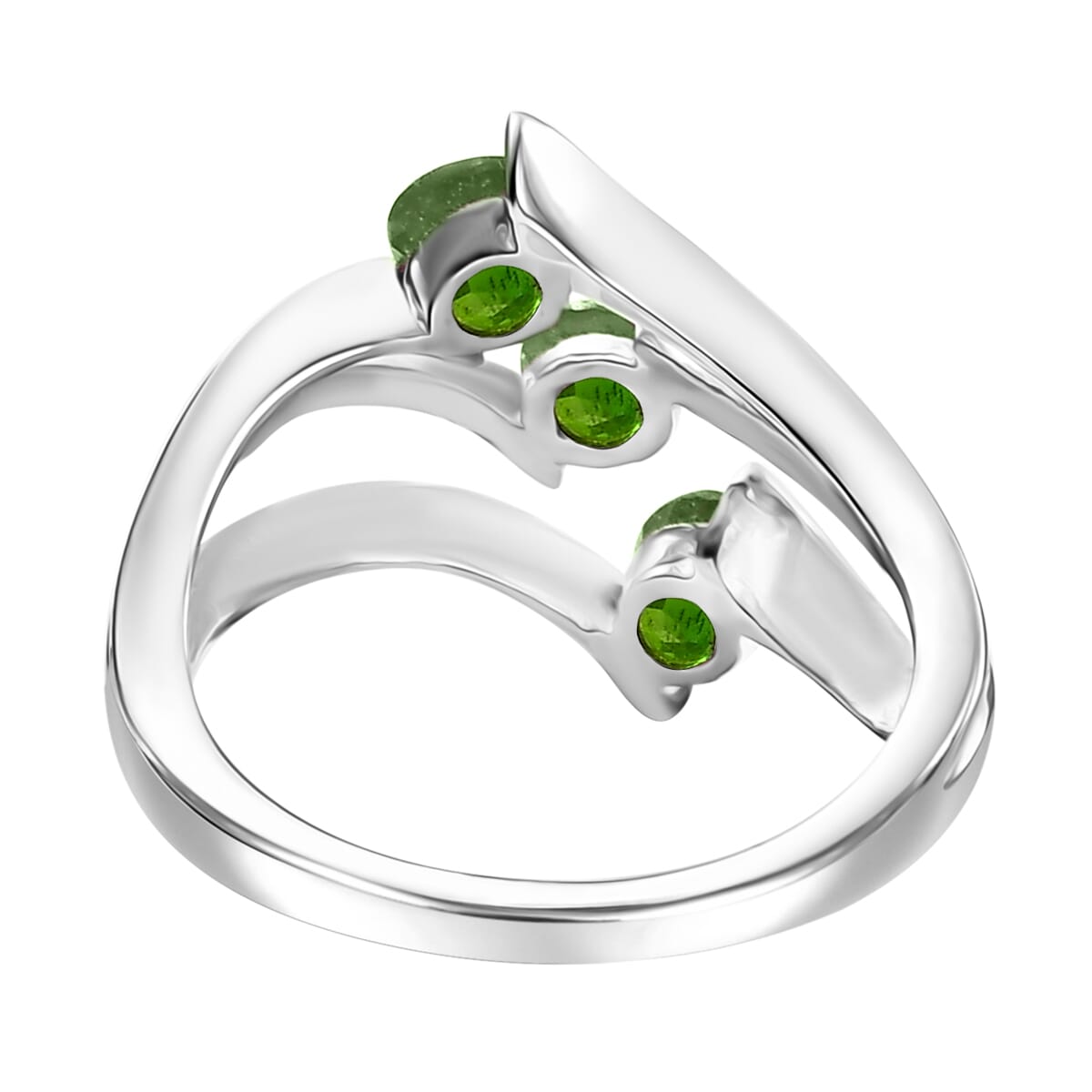 Chrome Diopside 1.80 ctw 3 Stone Ring (Size 6.00) and Pendant in Vermeil YRG & Rhodium Over Sterling Silver with Stainless Steel Chain 20 Inches image number 5