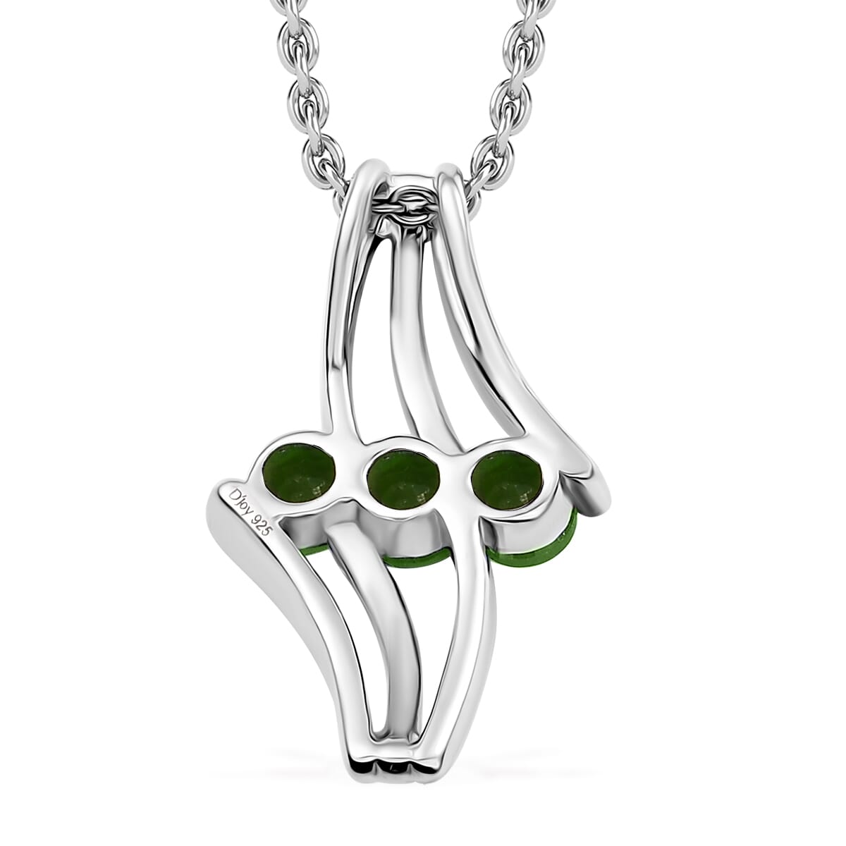 Chrome Diopside 1.80 ctw 3 Stone Ring (Size 6.00) and Pendant in Vermeil YRG & Rhodium Over Sterling Silver with Stainless Steel Chain 20 Inches image number 8