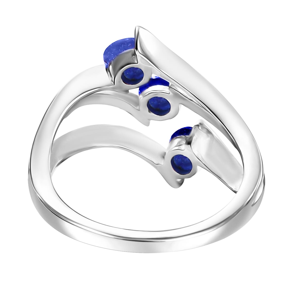 Masoala Sapphire (D) 2.35 ctw 3 Stone Ring (Size 8.00) and Pendant in Vermeil YRG & Rhodium Over Sterling Silver with Stainless Steel Chain 20 Inches image number 5