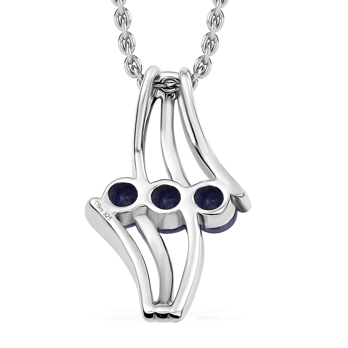 Masoala Sapphire (D) 2.35 ctw 3 Stone Ring (Size 8.00) and Pendant in Vermeil YRG & Rhodium Over Sterling Silver with Stainless Steel Chain 20 Inches image number 8
