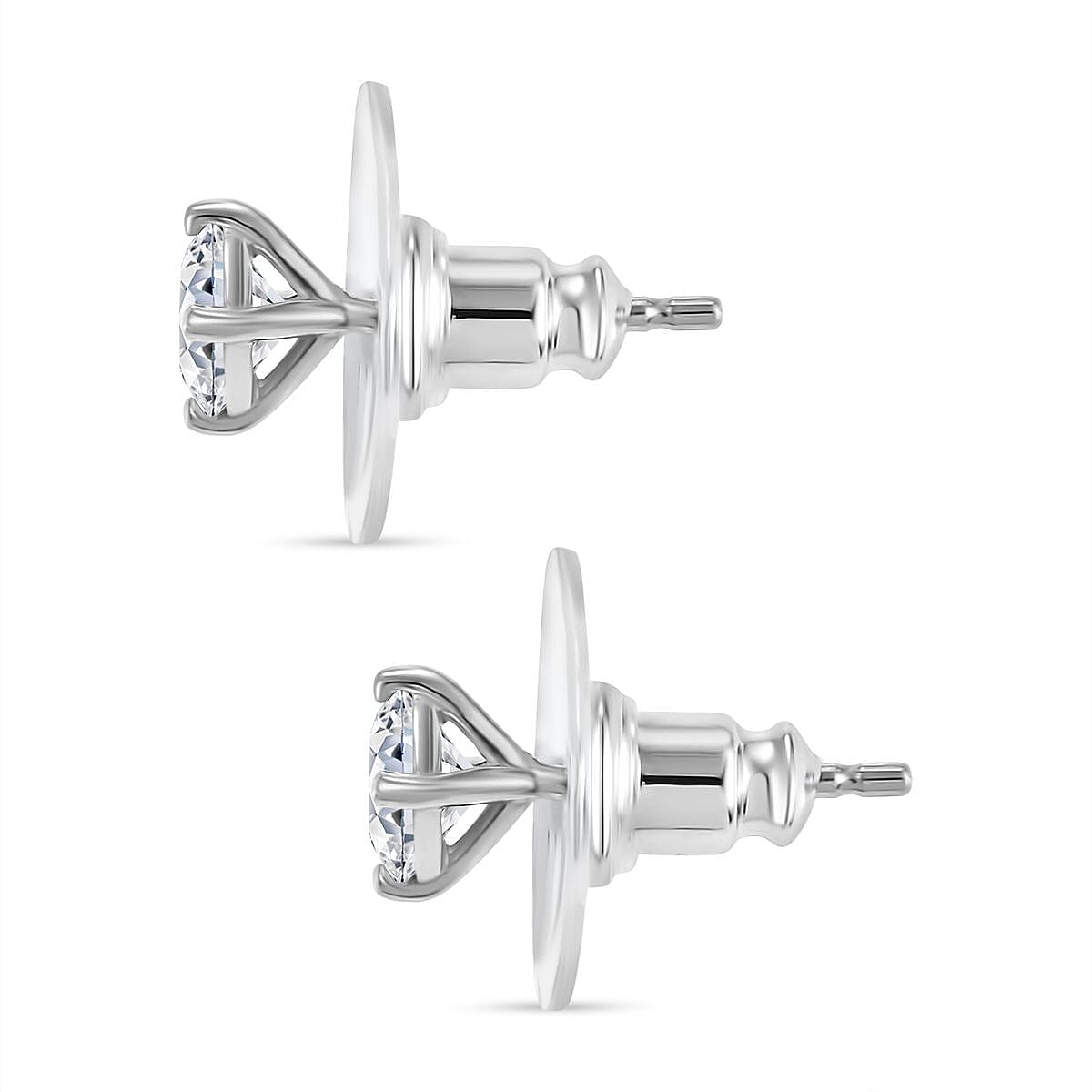 Set of 3 Moissanite 2.75 ctw Swirl Wave Bangle Bracelet (7.25In), Ring (Size 5.0) and Solitaire Stud Earrings in Rhodium Over Sterling Silver image number 8