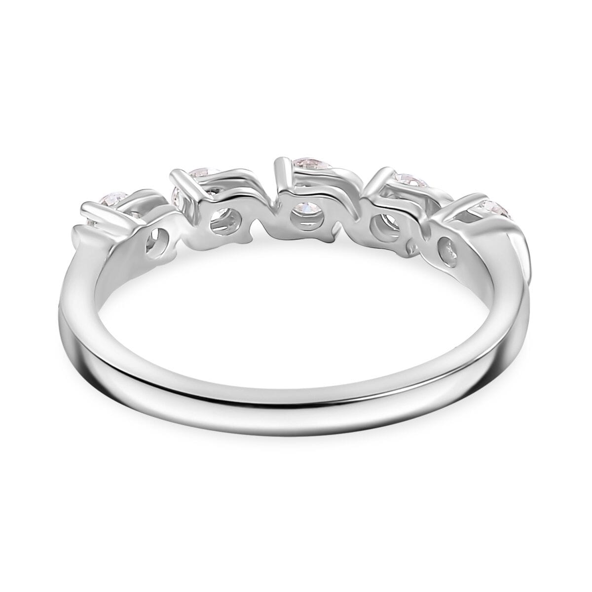 Set of 3 Moissanite 2.75 ctw Swirl Wave Bangle Bracelet (7.25In), Ring (Size 6.0) and Solitaire Stud Earrings in Rhodium Over Sterling Silver image number 4