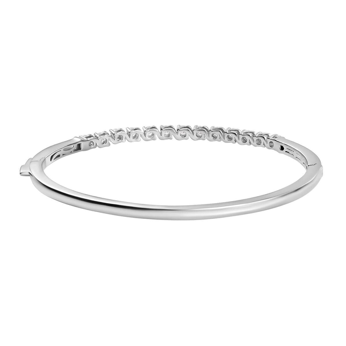 Set of 3 Moissanite 2.75 ctw Swirl Wave Bangle Bracelet (7.25In), Ring (Size 6.0) and Solitaire Stud Earrings in Rhodium Over Sterling Silver image number 6