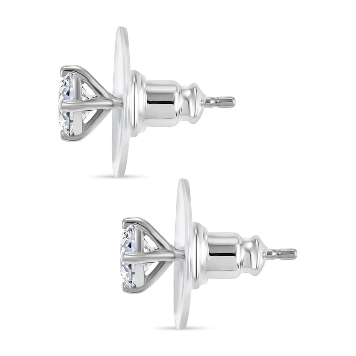 Set of 3 Moissanite 2.75 ctw Swirl Wave Bangle Bracelet (7.25In), Ring (Size 6.0) and Solitaire Stud Earrings in Rhodium Over Sterling Silver image number 8