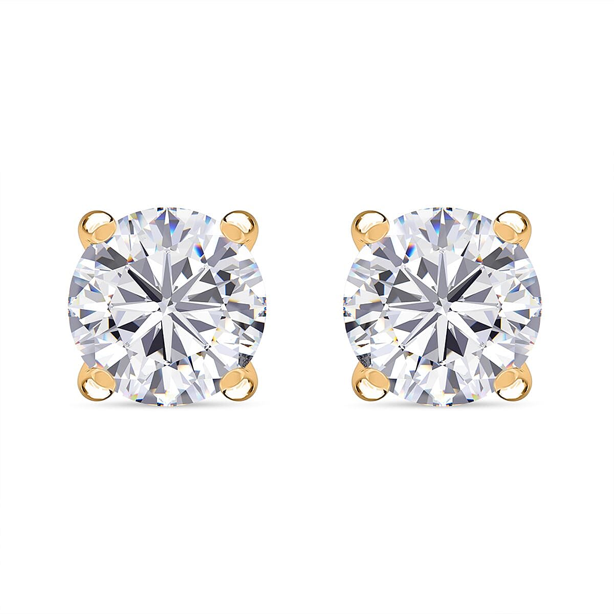 Set of 3 Moissanite 2.75 ctw Swirl Wave Bangle Bracelet (7.25In), Ring (Size 5.0) and Solitaire Stud Earrings in 18K Vermeil Yellow Gold Over Sterling Silver image number 7