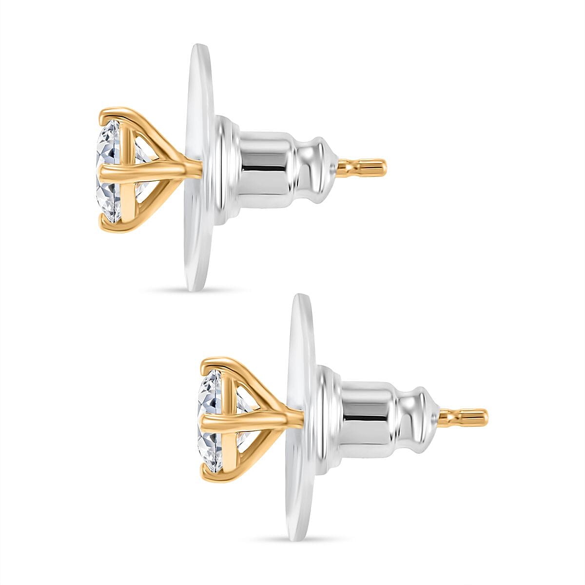 Set of 3 Moissanite 2.75 ctw Swirl Wave Bangle Bracelet (7.25In), Ring (Size 5.0) and Solitaire Stud Earrings in 18K Vermeil Yellow Gold Over Sterling Silver image number 8