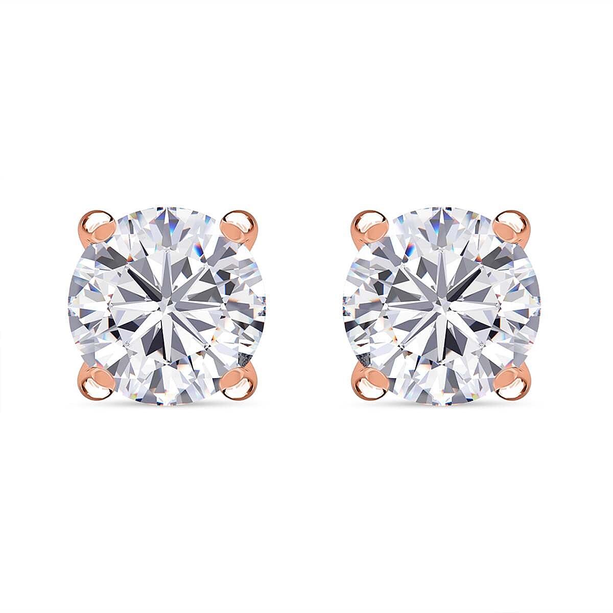 Set of 3 Moissanite 2.75 ctw Swirl Wave Bangle Bracelet (7.25In), Ring (Size 8.0) and Solitaire Stud Earrings in 18K Vermeil Rose Gold Over Sterling Silver image number 7