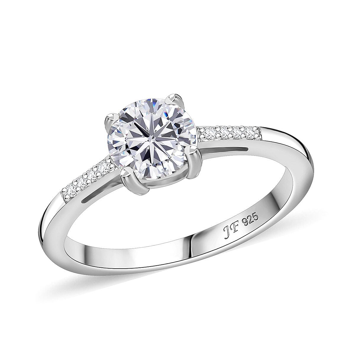 J Francis Embellished with Zirconia by Swarovski 3.10 ctw Eternal Sparkle Ring (Size 5) and Pendant without Chain in Rhodium Over Sterling Silver