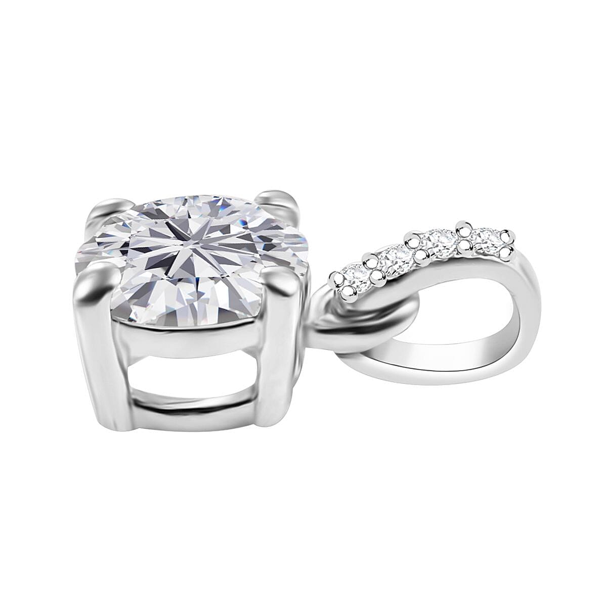 J Francis Embellished with Zirconia by Swarovski 3.10 ctw Eternal Sparkle Ring (Size 5) and Pendant without Chain in Rhodium Over Sterling Silver