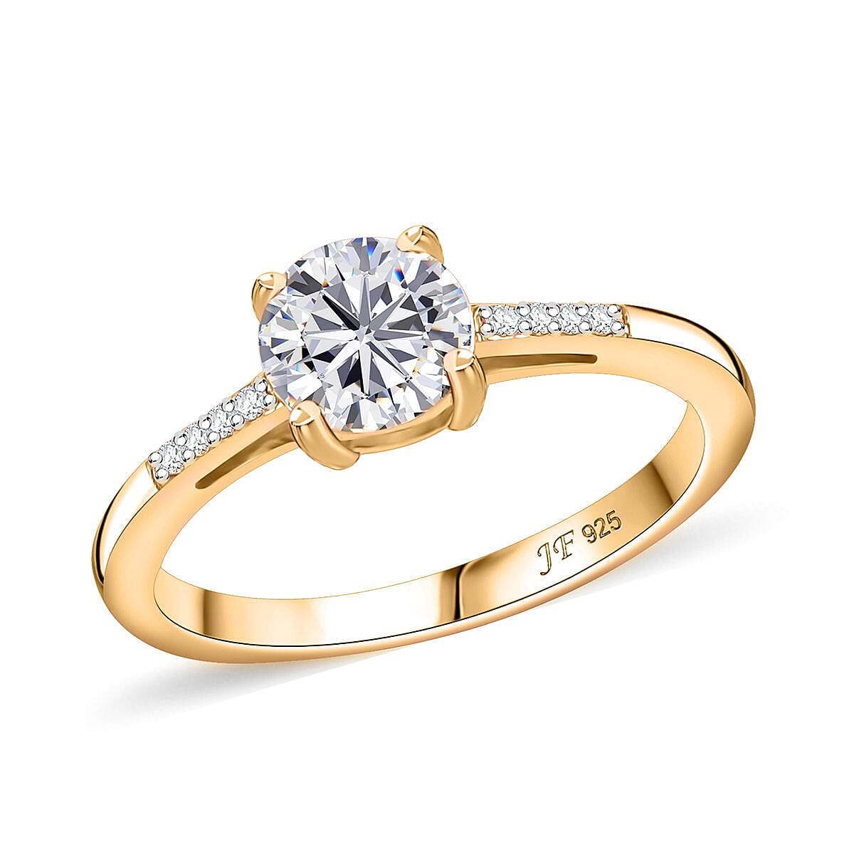 J Francis Embellished with Zirconia by Swarovski 3.10 ctw Eternal Sparkle Ring Size 9.0 and Pendant without Chain in 18K Vermeil Yellow Gold Over Sterling Silver image number 2