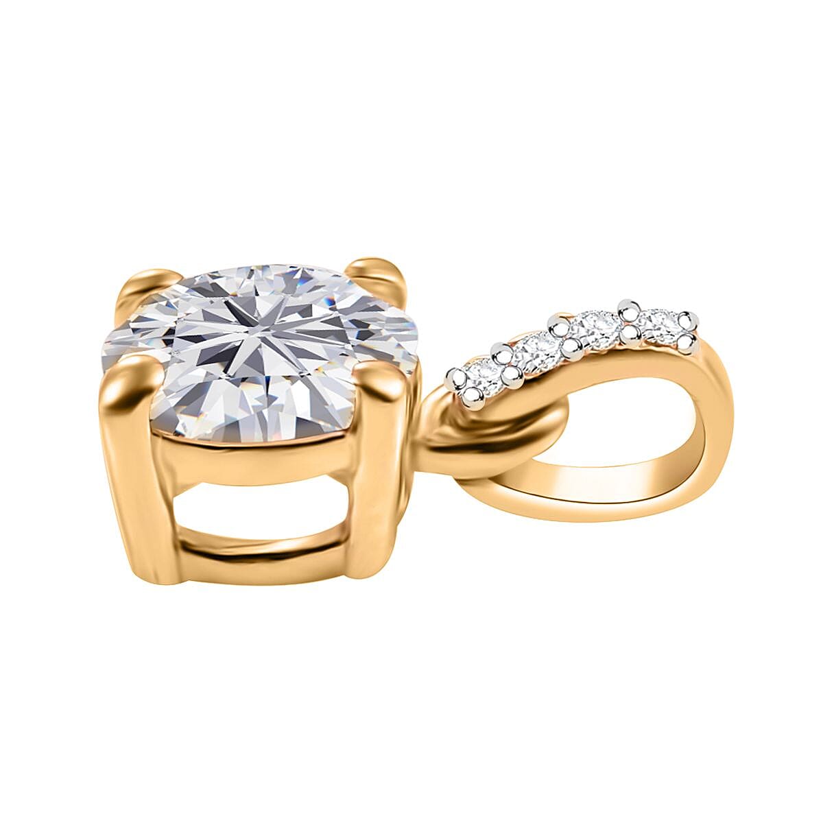 J Francis Embellished with Zirconia by Swarovski 3.10 ctw Eternal Sparkle Ring Size 9.0 and Pendant without Chain in 18K Vermeil Yellow Gold Over Sterling Silver image number 6