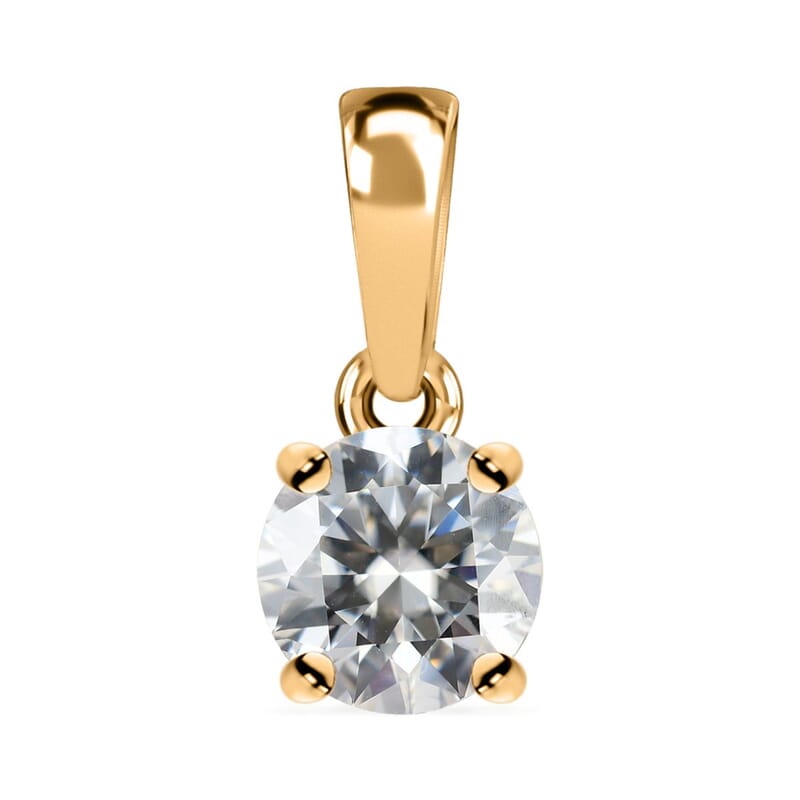 Moissanite 1.00 ctw Solitaire Stud Earrings and Pendant without Chain in 18K Vermeil Yellow Gold Over Sterling Silver