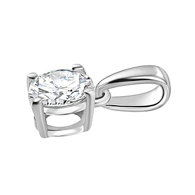 Moissanite 1.00 ctw Solitaire Stud Earrings and Pendant without Chain in Rhodium Over Sterling Silver