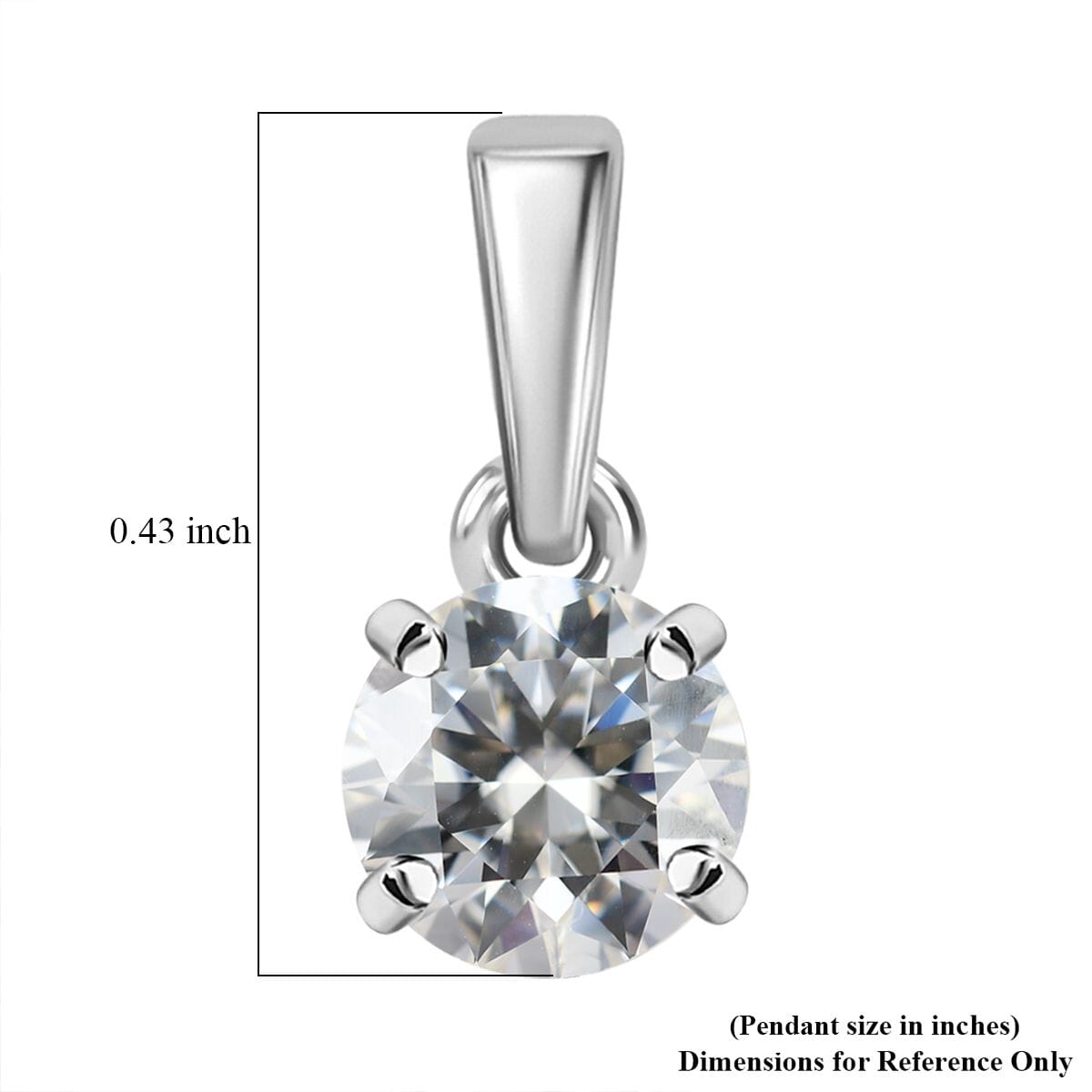 Moissanite 1.00 ctw Solitaire Stud Earrings and Pendant without Chain in Rhodium Over Sterling Silver image number 5
