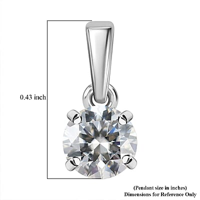 Moissanite 1.00 ctw Solitaire Stud Earrings and Pendant without Chain in Rhodium Over Sterling Silver