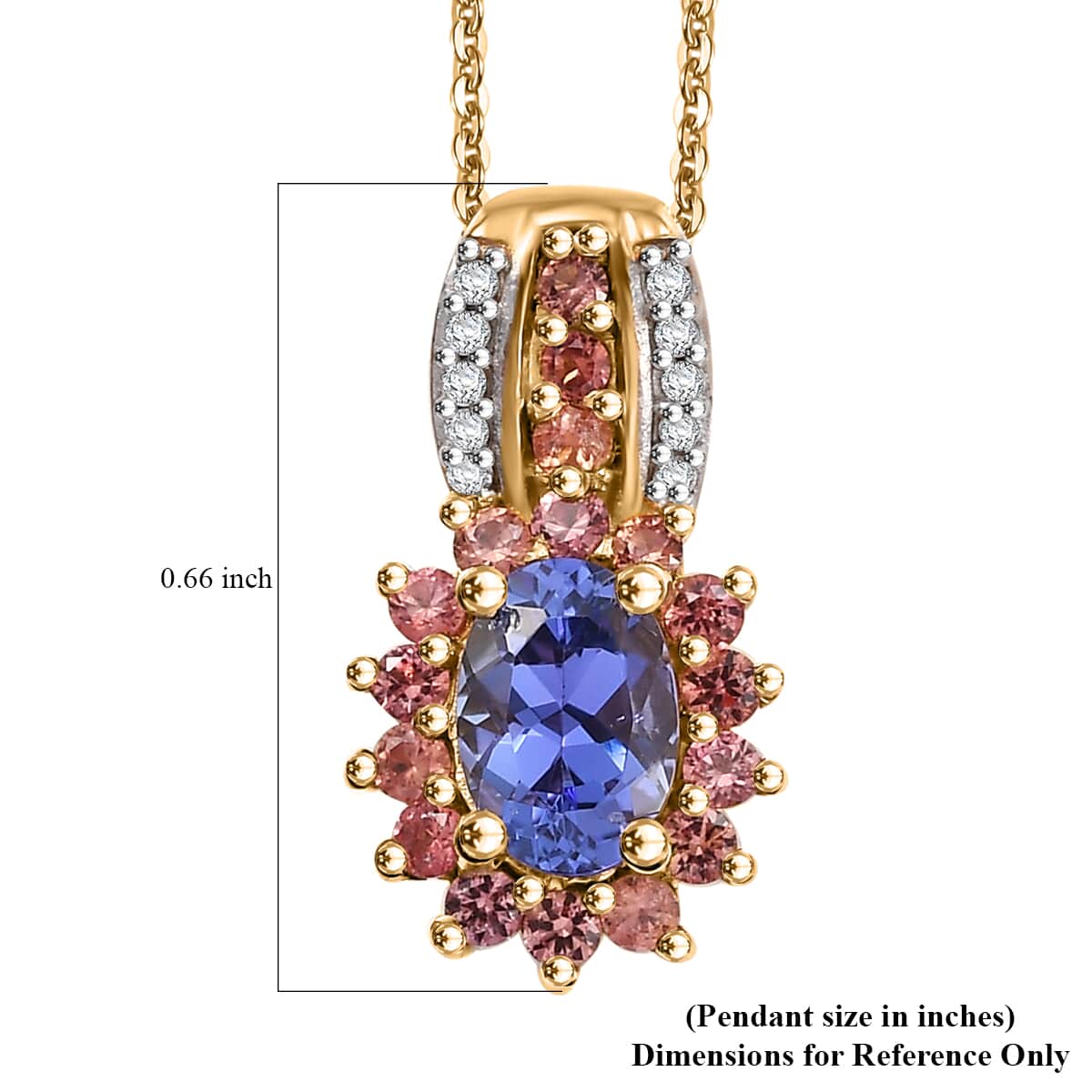 AAA Tanzanite and Multi Gemstone 1.10 ctw Twilight Bloom Pendant Necklace in 18K Vermeil Yellow Gold Over Sterling Silver 20 Inches image number 6