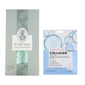 KleanColor Collagen Sheet Mask in Display and Clarity Sage Infused Scented Silky Satin Eye Mask