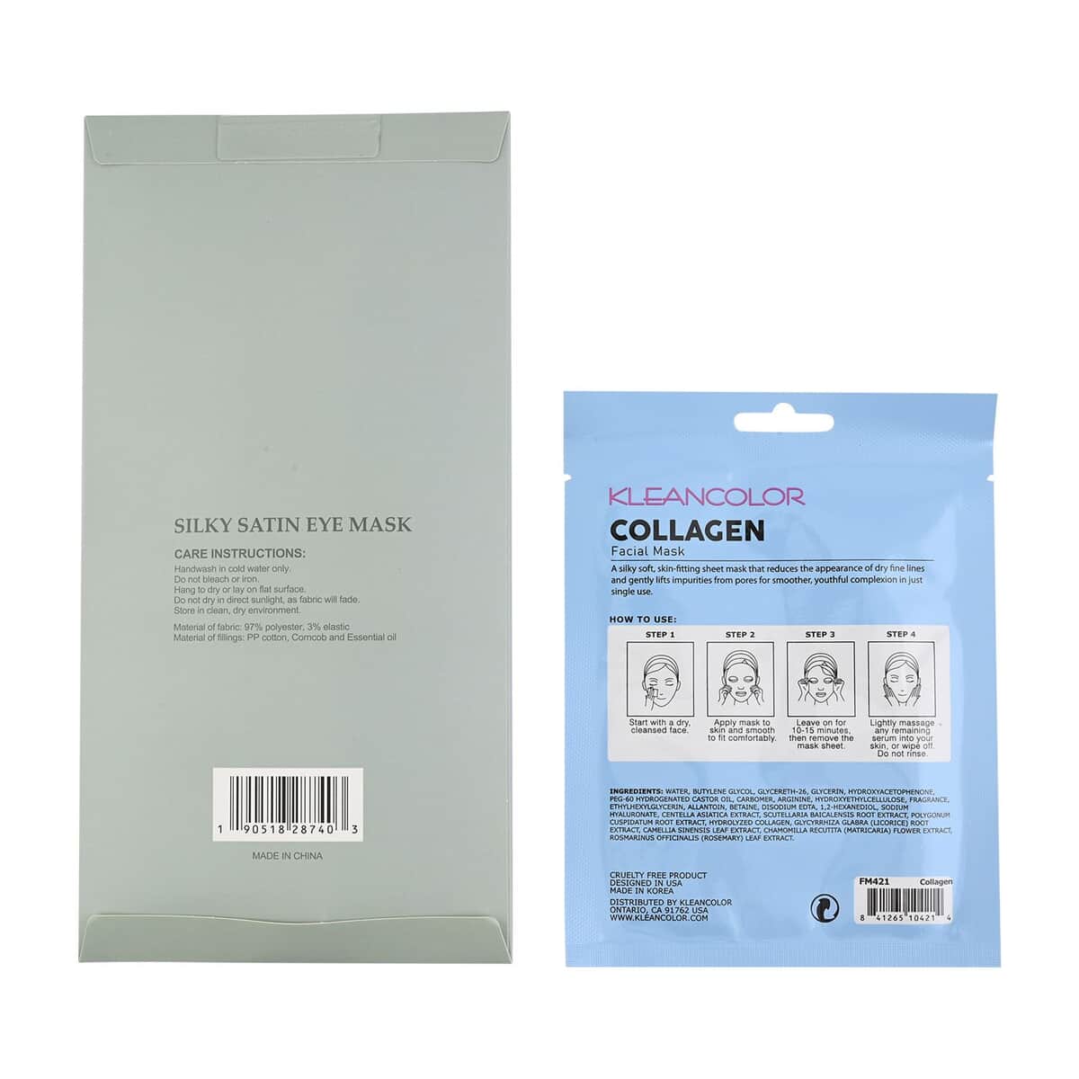 KleanColor Collagen Sheet Mask in Display and Clarity Sage Infused Scented Silky Satin Eye Mask image number 2