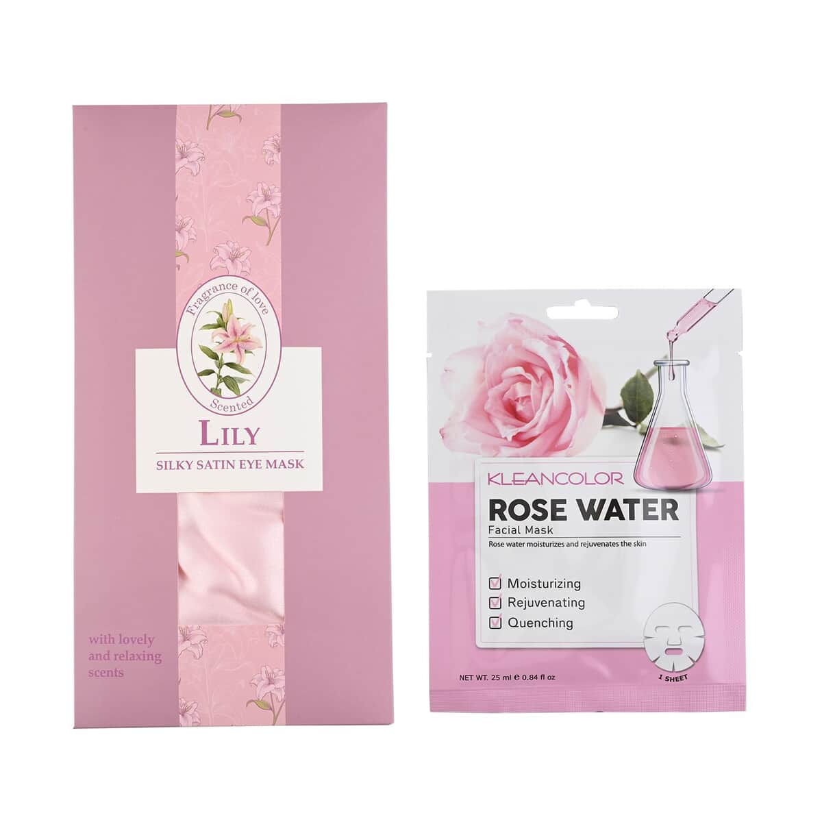 KleanColor Rosewater Sheet Mask in Display and Lily Infused Scented Silky Satin Eye Mask image number 0