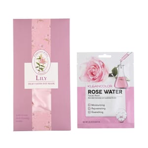 KleanColor Rosewater Sheet Mask in Display and Lily Infused Scented Silky Satin Eye Mask