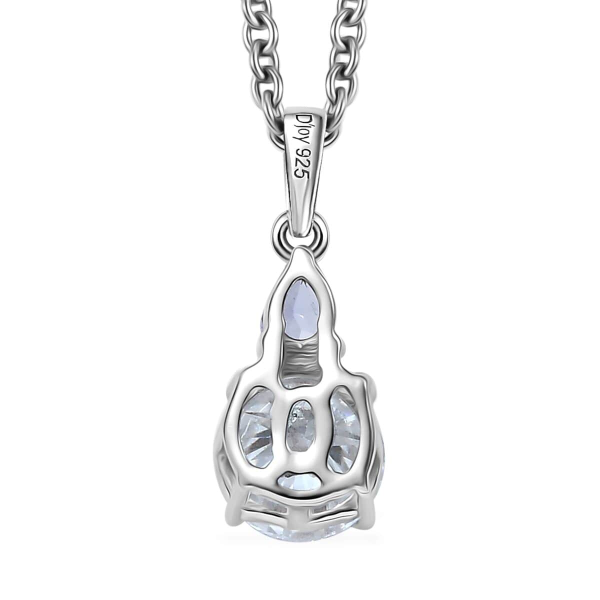 Moissanite and Tanzanite Pendant in Rhodium Over Sterling Silver with Stainless Steel Necklace (20 Inches) 1.50 ctw image number 4