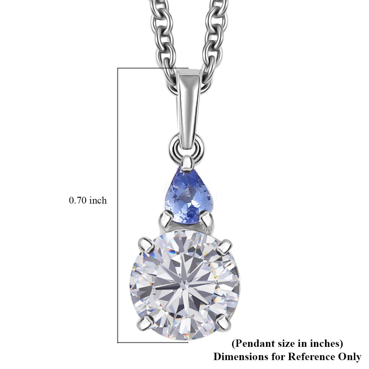 Moissanite and Tanzanite Pendant in Rhodium Over Sterling Silver with Stainless Steel Necklace (20 Inches) 1.50 ctw image number 6