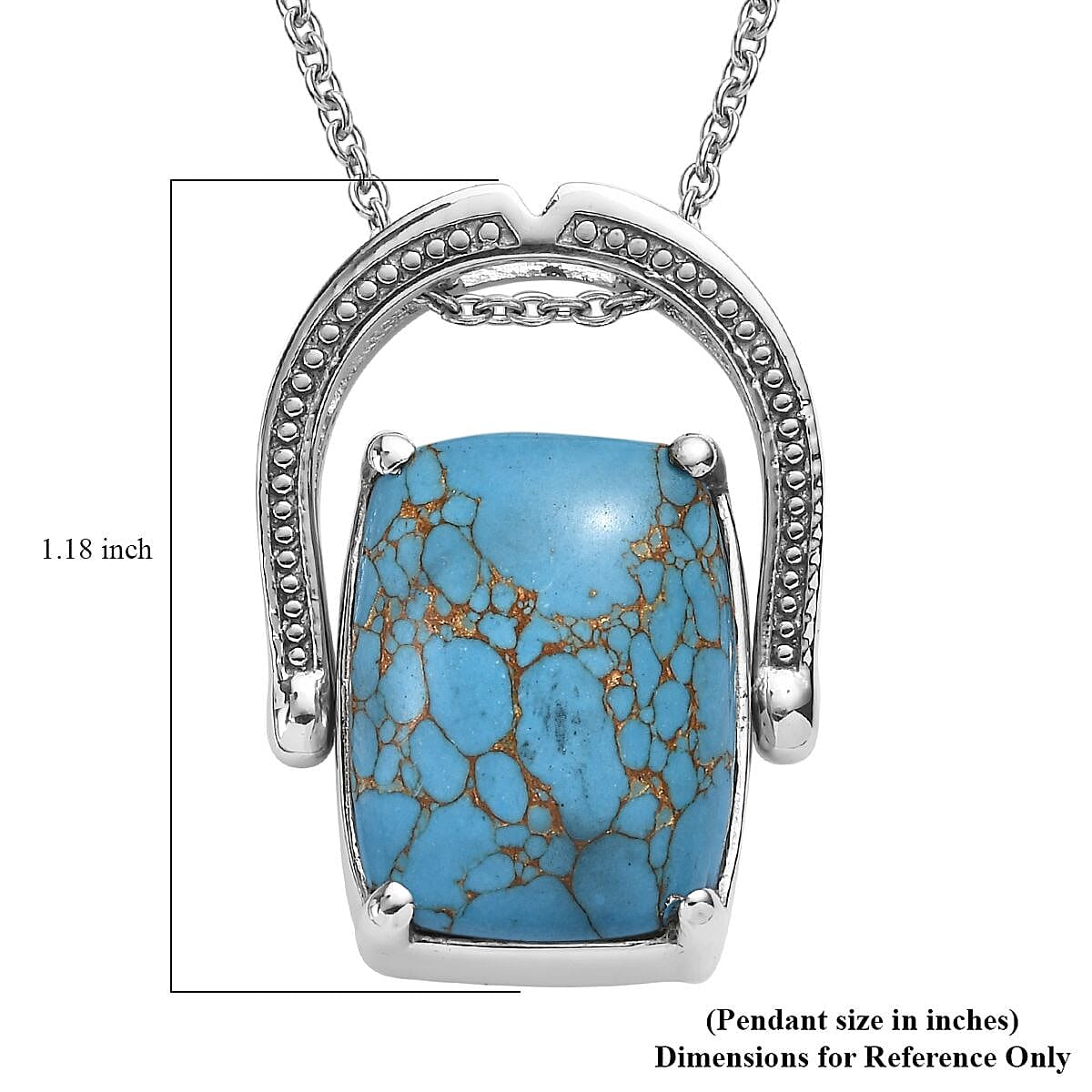 Blue Turquoise 12.50 ctw Convertible Ring (Size 6.0) or Pendant Necklace 20 Inches in Stainless Steel image number 6