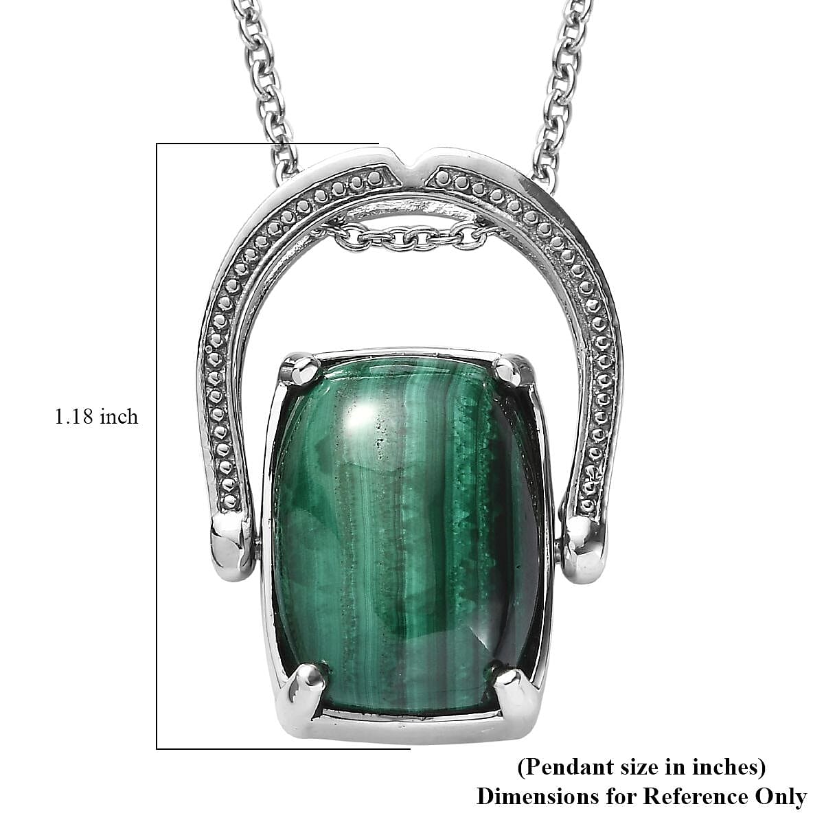 African Malachite 18.50 ctw Convertible Ring (Size 6.0) or Pendant Necklace 20 Inches in Stainless Steel image number 7