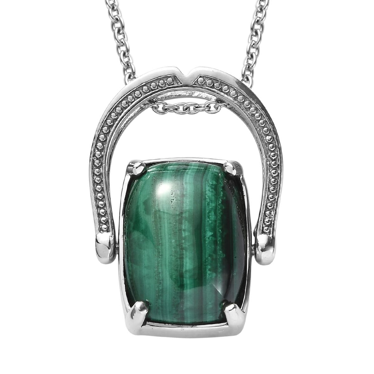African Malachite 18.50 ctw Convertible Ring (Size 7.0) or Pendant Necklace 20 Inches in Stainless Steel image number 0