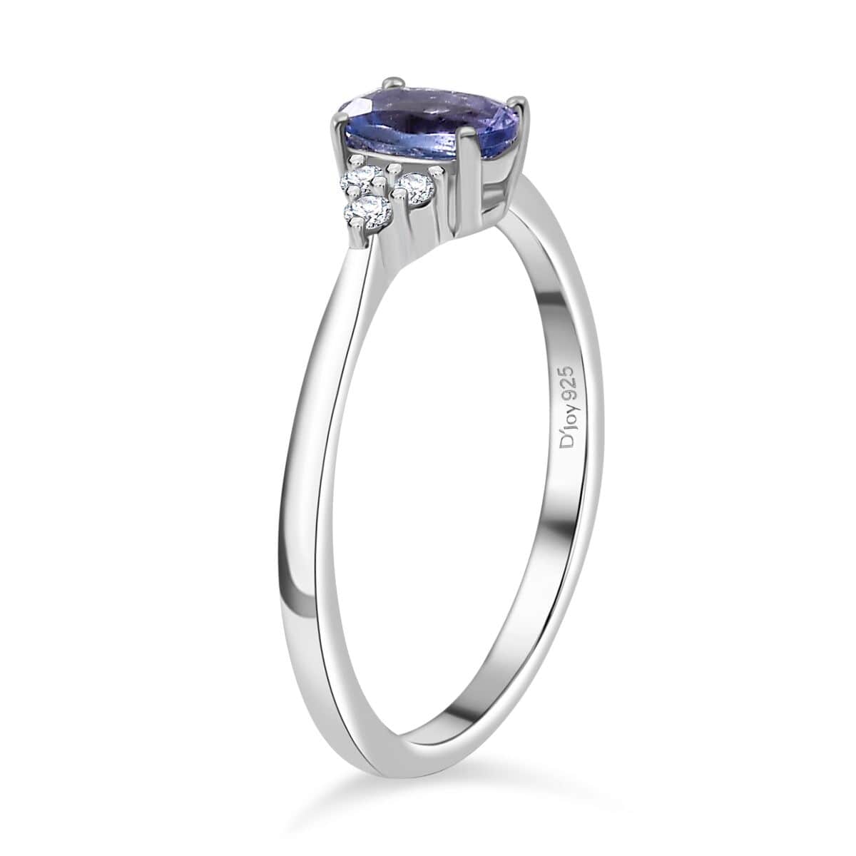 Tanzanite and Moissanite 1.00 ctw Ring (Size 5.0) and Pendant in Rhodium Over Sterling Silver with Stainless Steel Necklace 20 Inches image number 4