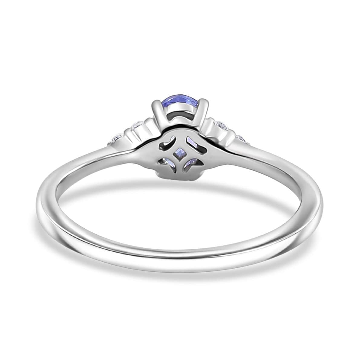 Tanzanite and Moissanite 1.00 ctw Ring (Size 5.0) and Pendant in Rhodium Over Sterling Silver with Stainless Steel Necklace 20 Inches image number 5