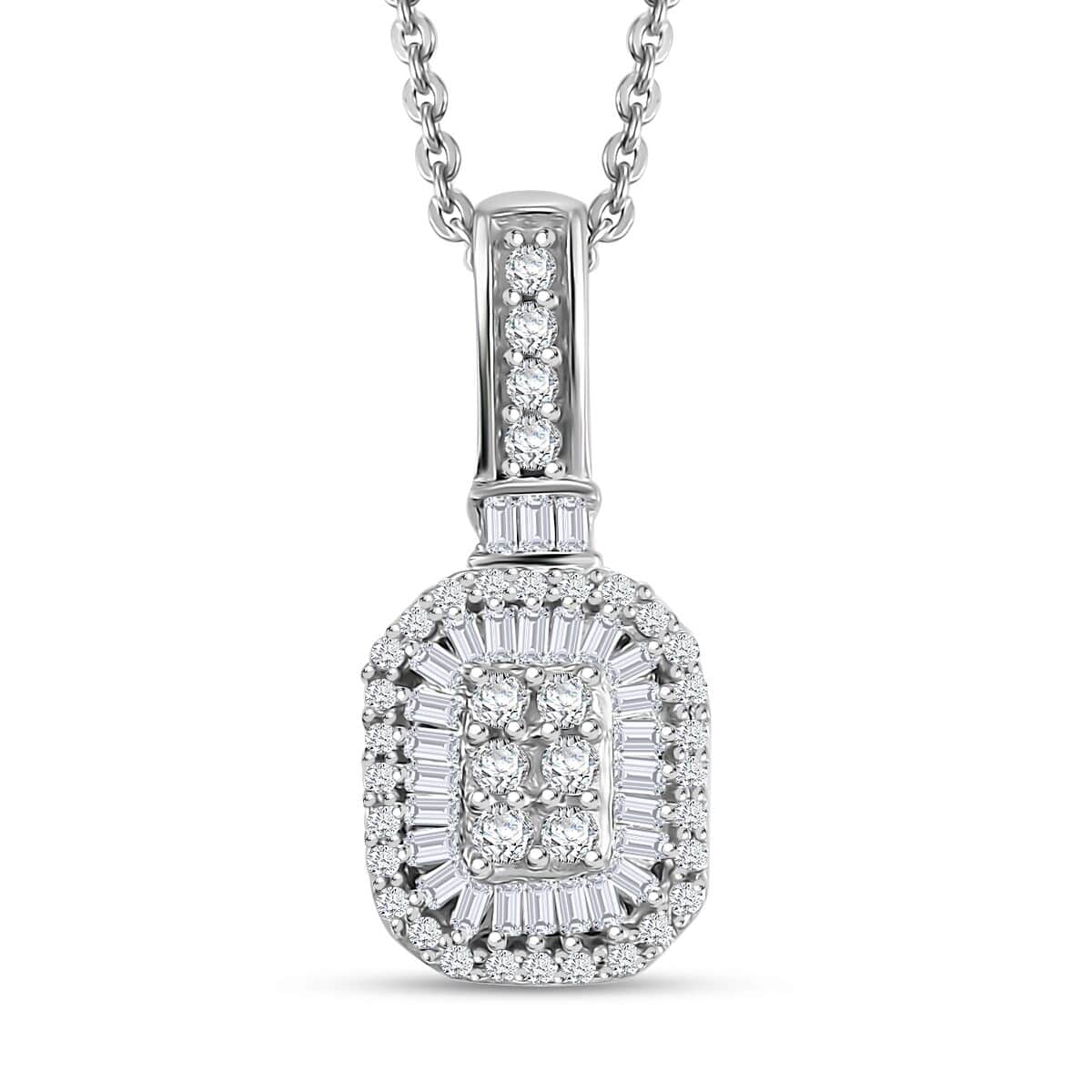 White Diamond 0.33 ctw Pendant Necklace in Rhodium Over Sterling Silver 20 Inches image number 0