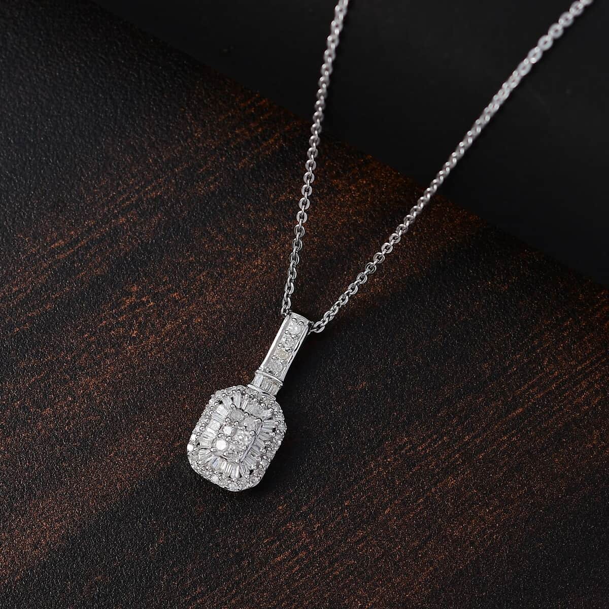 White Diamond 0.33 ctw Pendant Necklace in Rhodium Over Sterling Silver 20 Inches image number 1