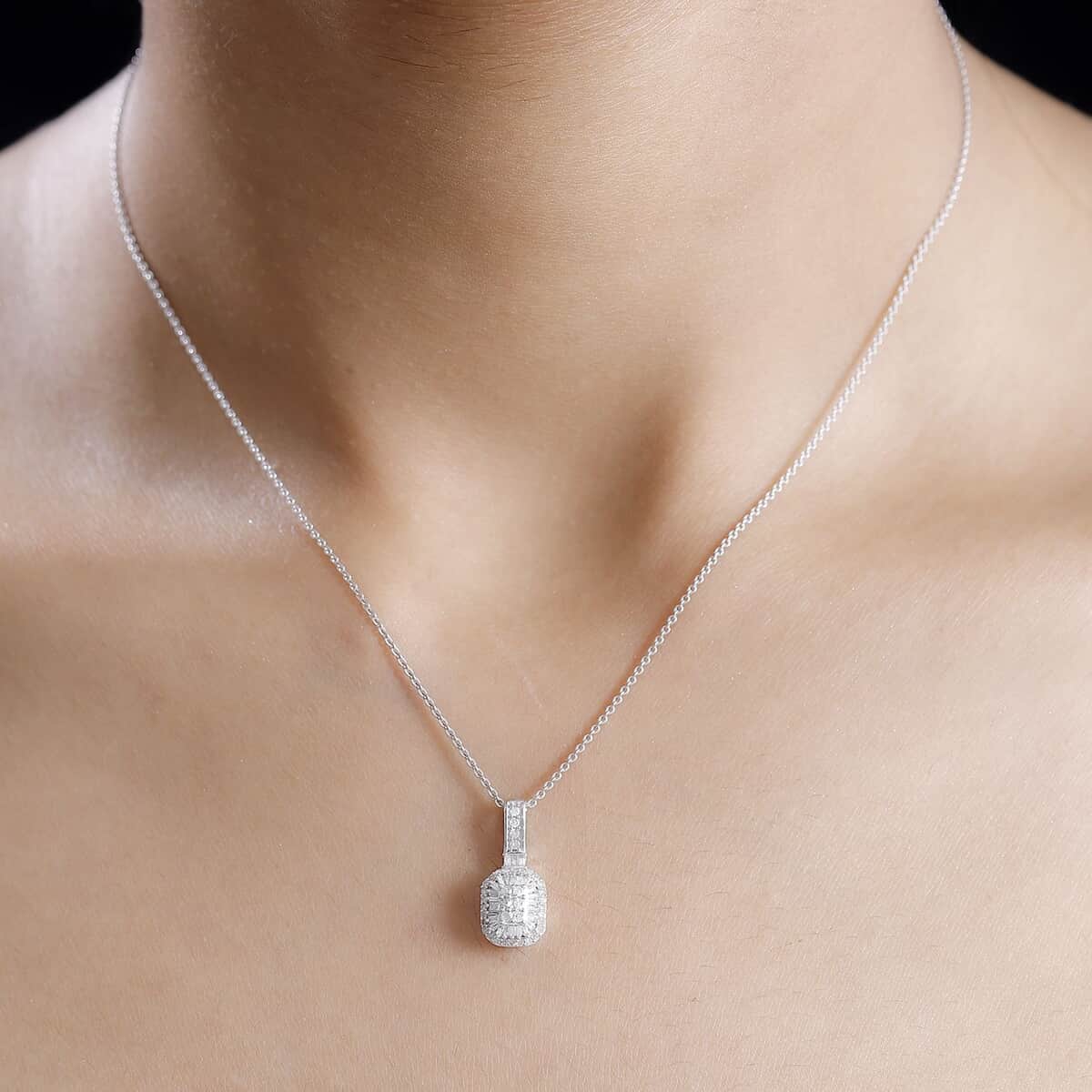 White Diamond 0.33 ctw Pendant Necklace in Rhodium Over Sterling Silver 20 Inches image number 2