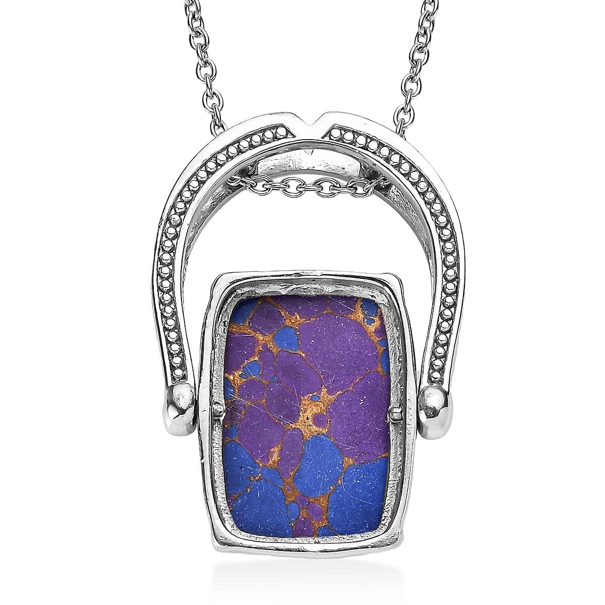 Purple Turquoise 12.50 ctw Convertible Ring (Size 7.0) or Pendant Necklace 20 Inches in Stainless Steel image number 4
