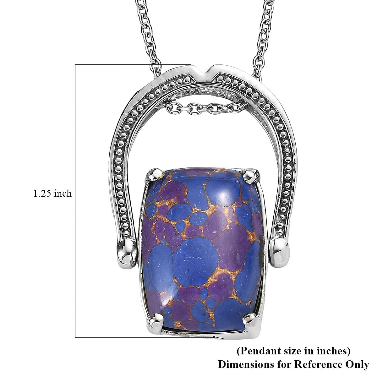 Purple Turquoise 12.50 ctw Convertible Ring (Size 7.0) or Pendant Necklace 20 Inches in Stainless Steel image number 5