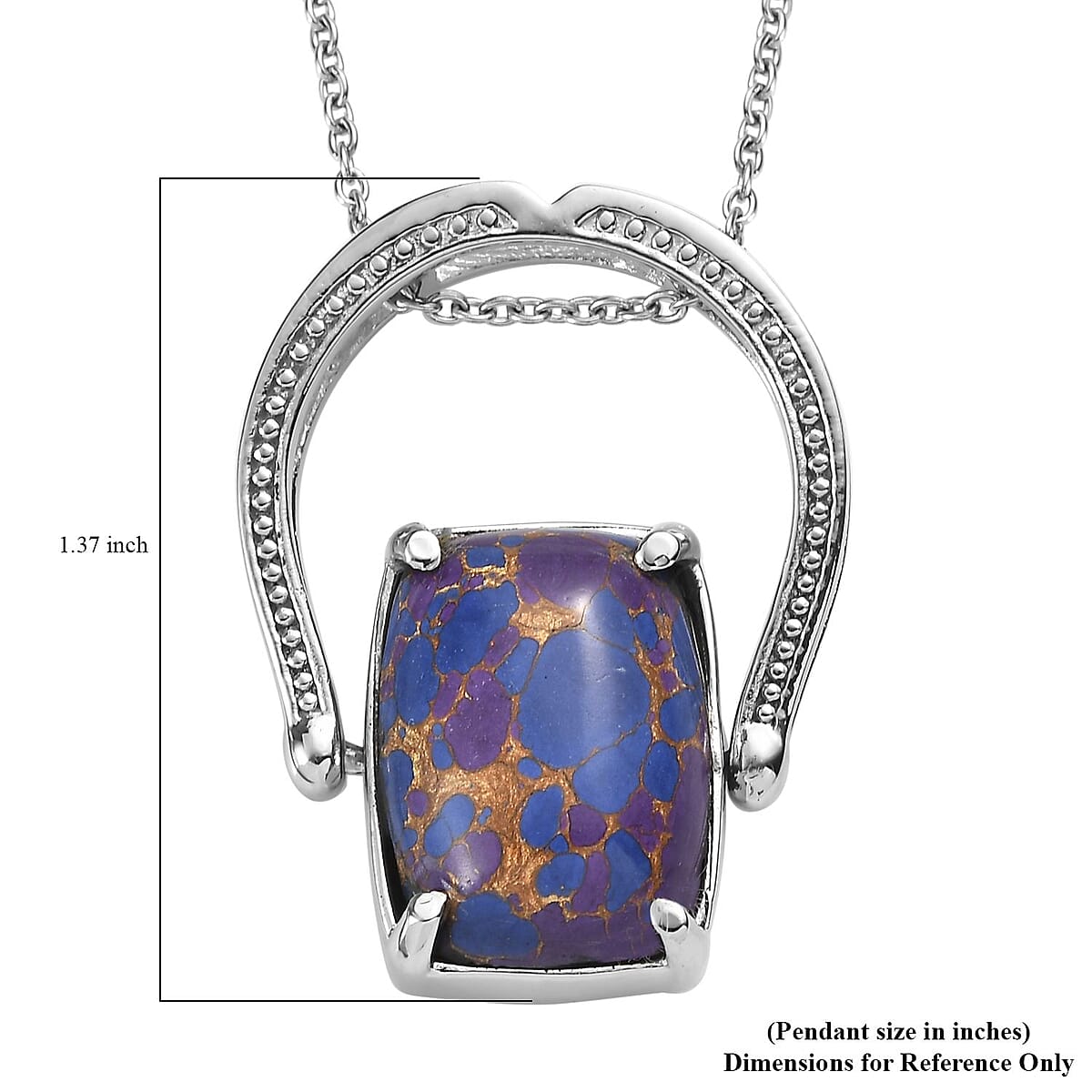 Purple Turquoise 12.50 ctw Convertible Ring (Size 11.0) or Pendant Necklace 20 Inches in Stainless Steel image number 5