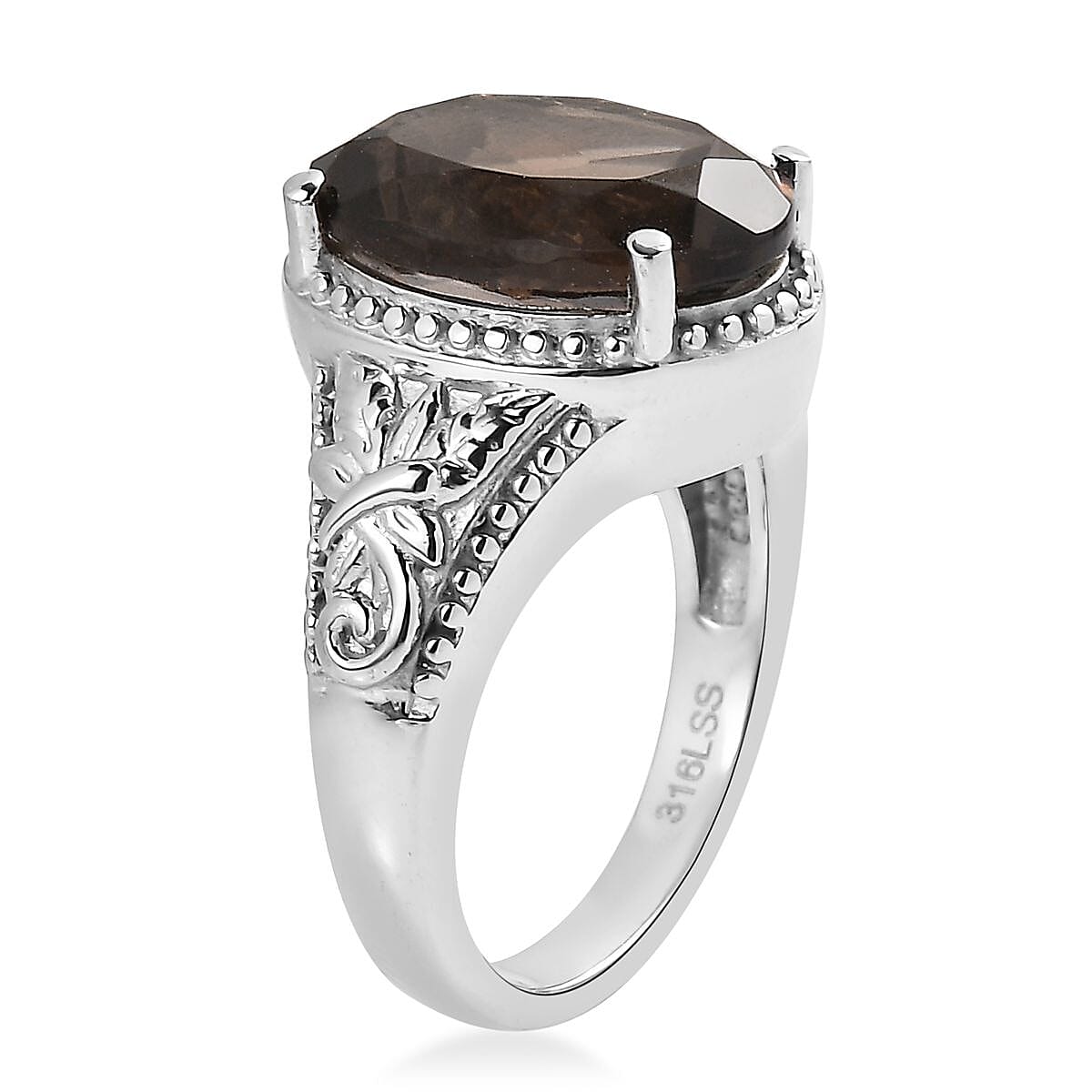 3 Piece Set - Brazilian Smoky Quartz 11.70 ctw Earrings, Ring Size 5, and Pendant Necklace 20 Inches in Stainless Steel image number 2