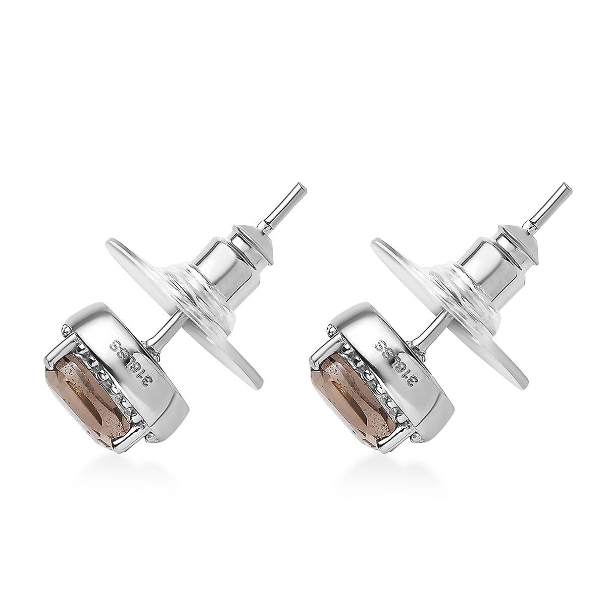 3 Piece Set - Brazilian Smoky Quartz 11.70 ctw Stud Earrings, Ring (Size 9) and Pendant Necklace 20 Inches in Stainless Steel image number 6
