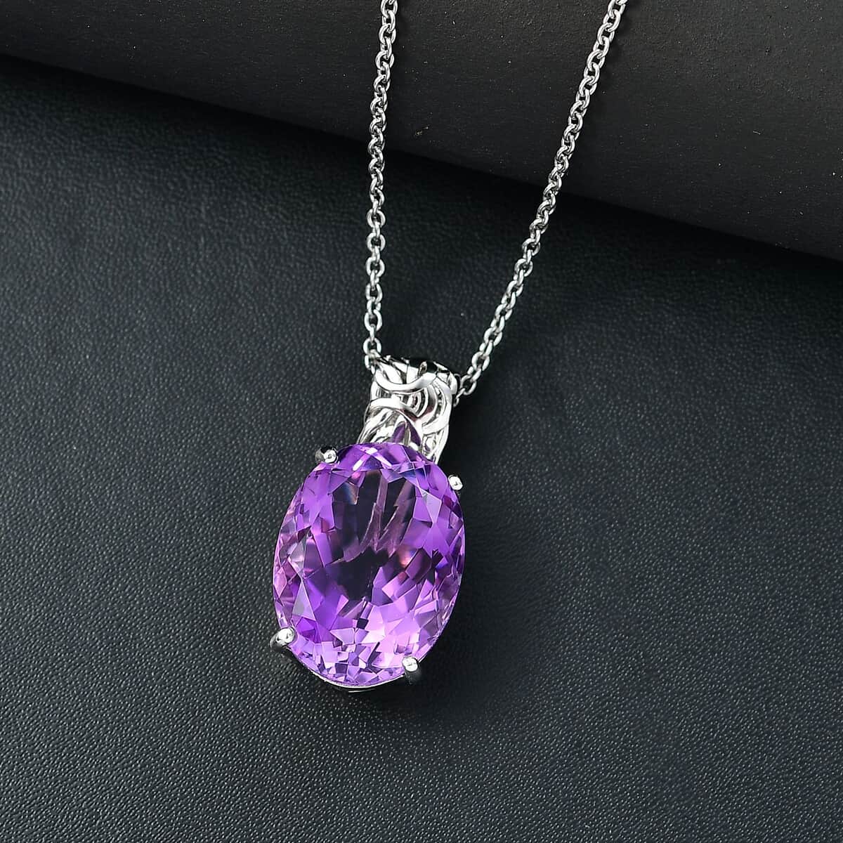 Karis African Amethyst 18.00 ctw Pendant in Platinum Bond with Stainless Steel Necklace 20 Inches image number 1