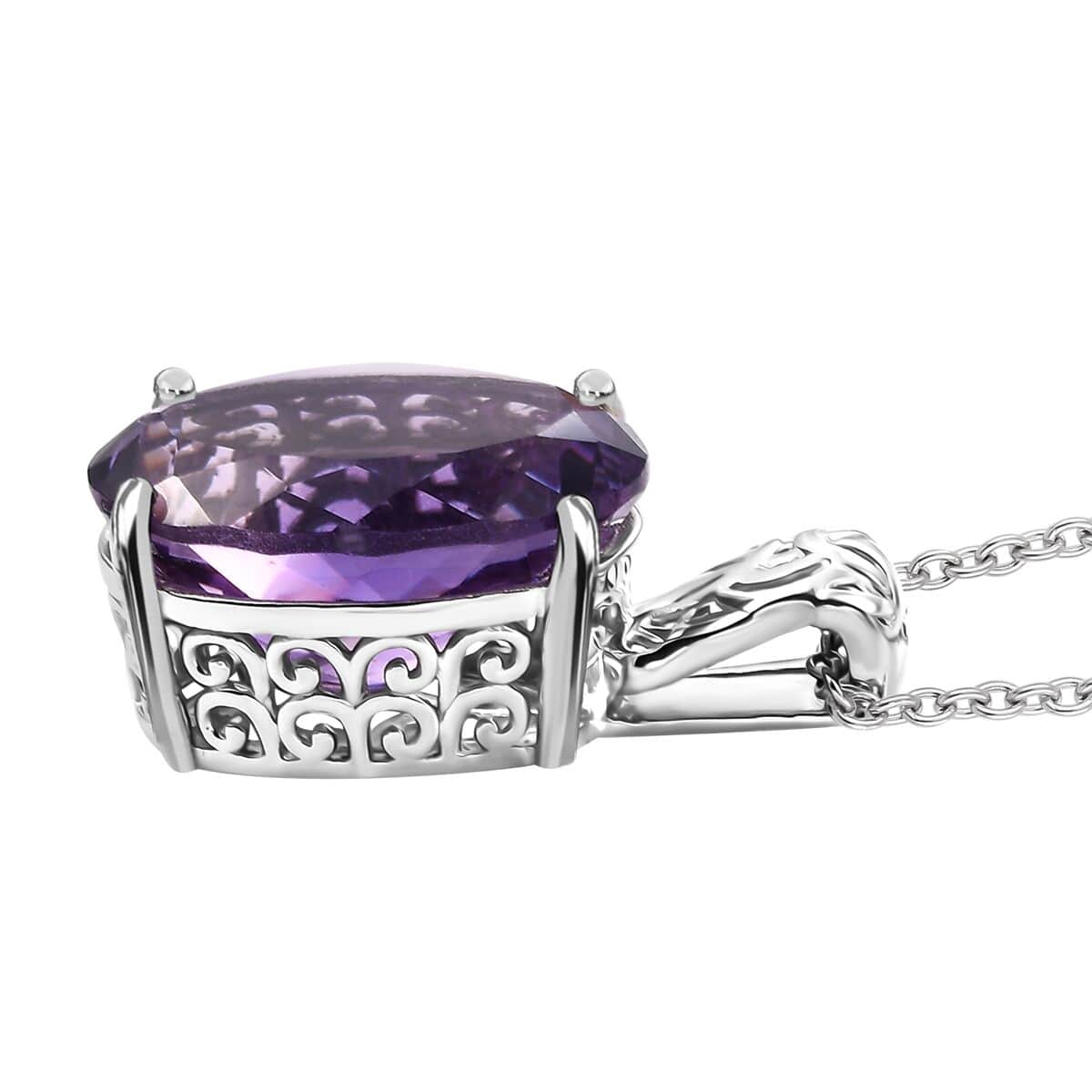 Karis African Amethyst 18.00 ctw Pendant in Platinum Bond with Stainless Steel Necklace 20 Inches image number 3