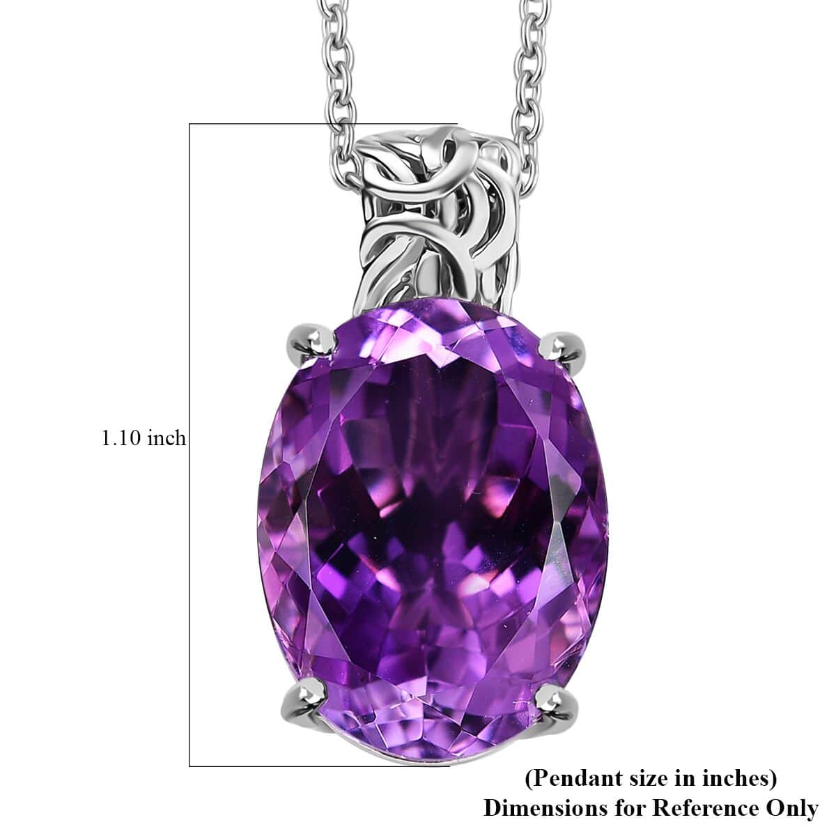 Karis African Amethyst 18.00 ctw Pendant in Platinum Bond with Stainless Steel Necklace 20 Inches image number 6