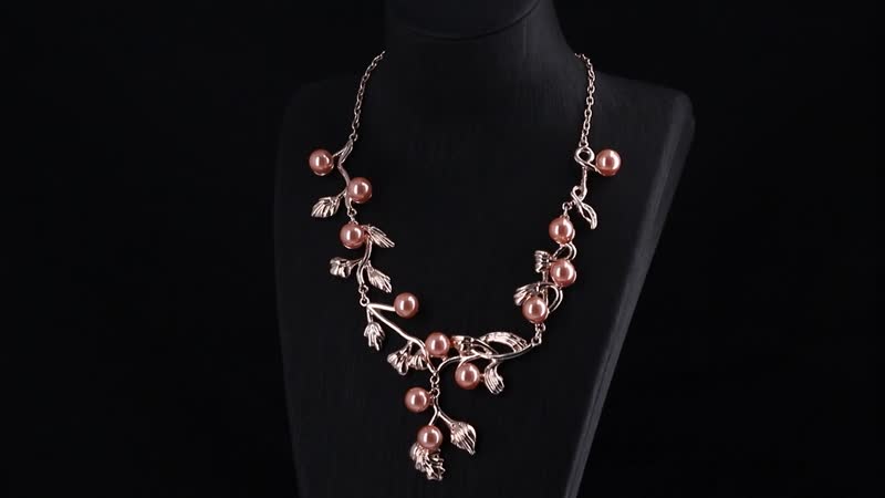 TLV White Shell Pearl Leaf Necklace (18-20 Inches) and Earrings in Silvertone