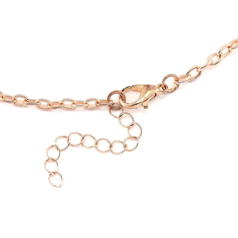 Peach Color Shell Pearl Designer Inspired Leaf Necklace and Earrings in Rosetone 18-20 Inches